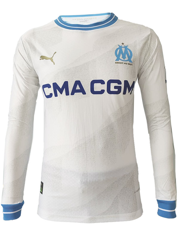 Olympique de Marseille home long sleeve jersey soccer uniform men's first sportswear football kit top shirt 2023-2024